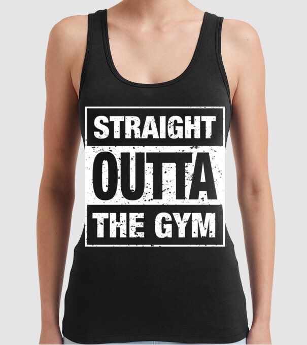 Straight outta gym model negru pe tricou