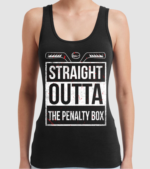 Straight outta the penalty box model negru pe tricou
