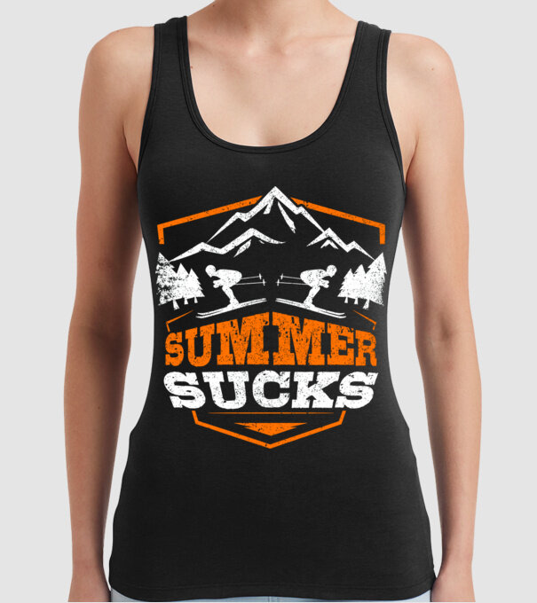Summer sucks model negru pe tricou