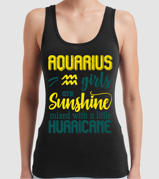 Sunshine with Hurricane AQUARIUS model negru pe tricou