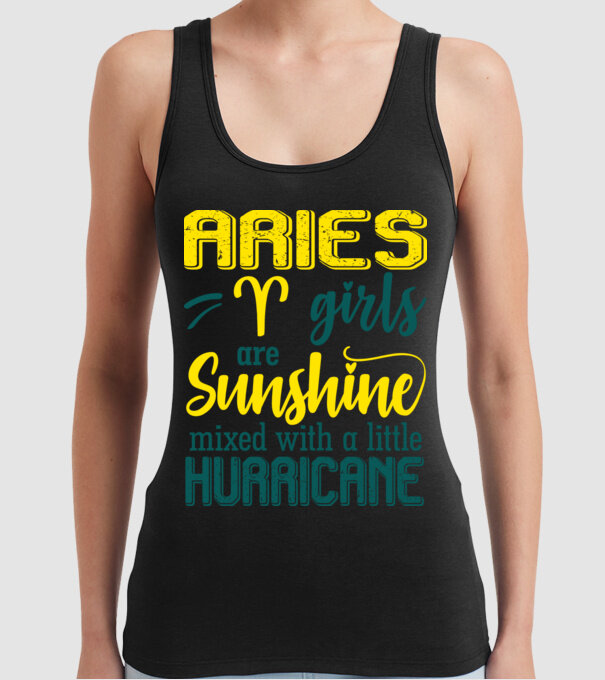Sunshine with Hurricane ARIES model negru pe tricou