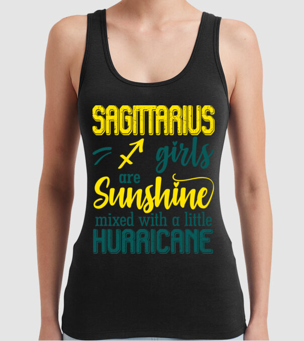Sunshine with Hurricane SAGITTARIUS model negru pe tricou