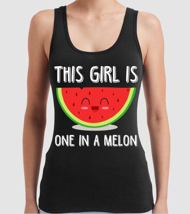 This girl is one in a melon white model negru pe tricou