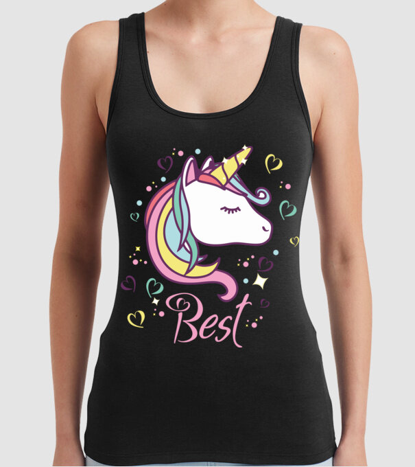 Unicorn Best model negru pe tricou