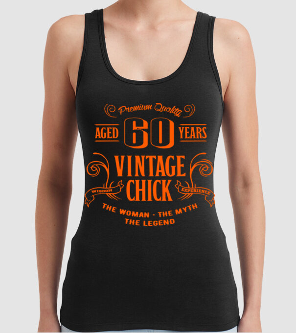 Vintage chick - 60 model negru pe tricou