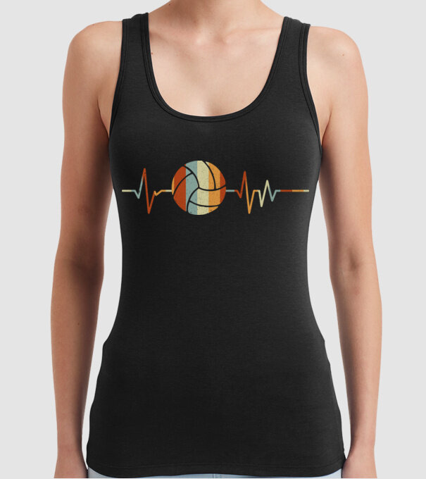 Volleyball heartbeat model negru pe tricou