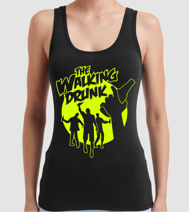 Walking Drunk model negru pe tricou