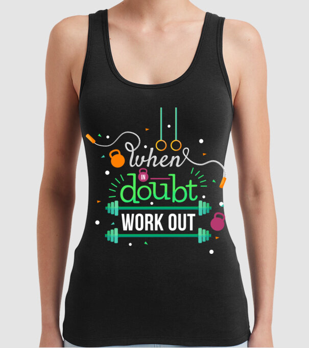 When in doubt model negru pe tricou