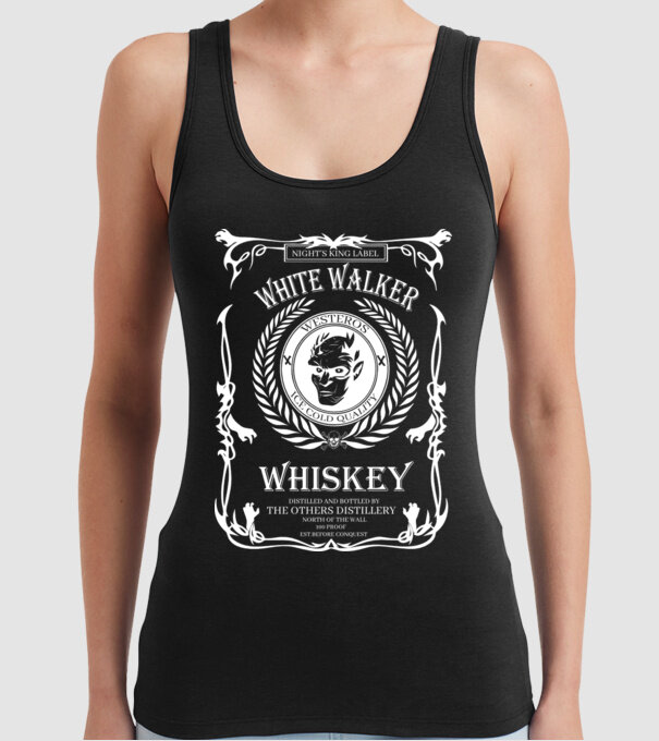 Whiskey White Walker model negru pe tricou