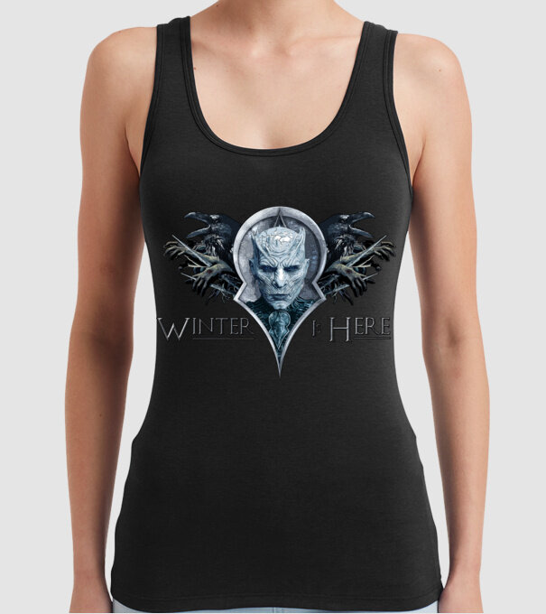 Winter is Here model negru pe tricou