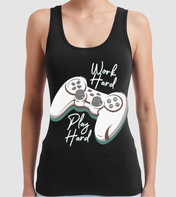 Work hard play hard model negru pe tricou