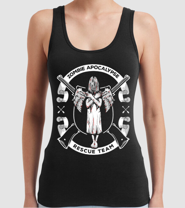 Zombie apocalypse rescue team angel model negru pe tricou