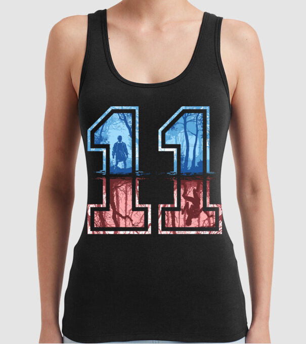 11 eleven stranger things model negru pe tricou