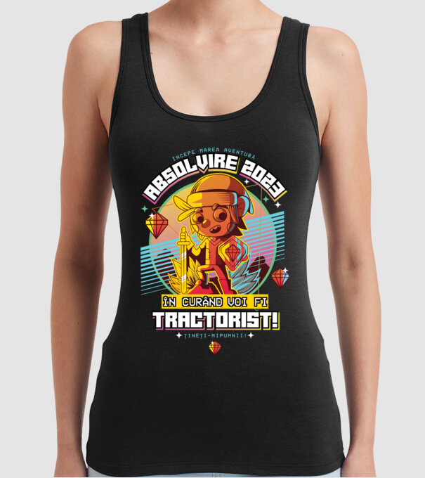 absolvire 2023 tractorist model negru pe tricou