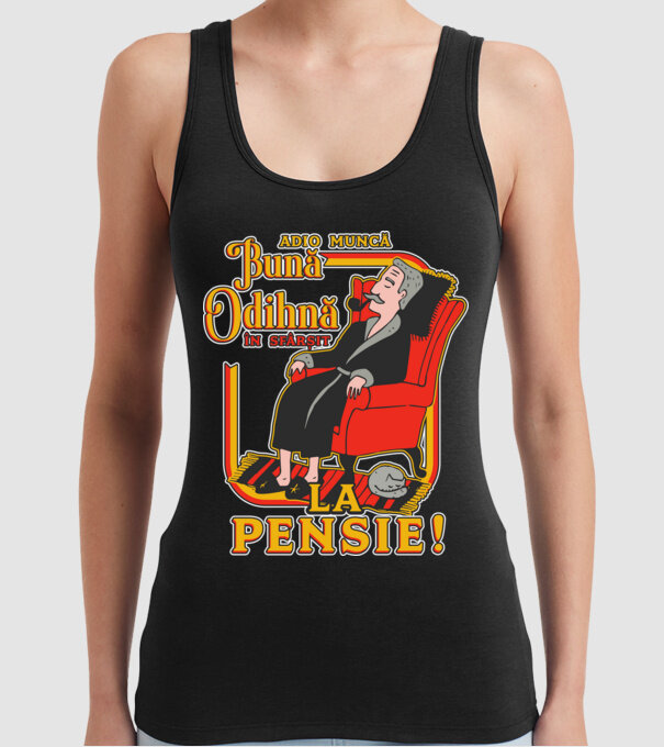 Adio muncă, bună odihnă! în sfârșit, la pensie! model negru pe tricou