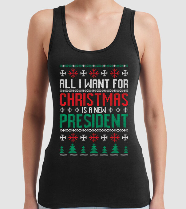 All I want for christmas model negru pe tricou