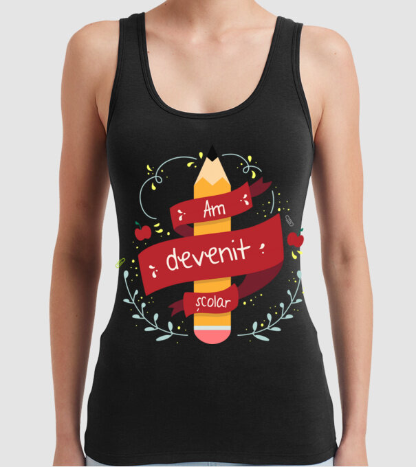 Am devenit școlar model negru pe tricou