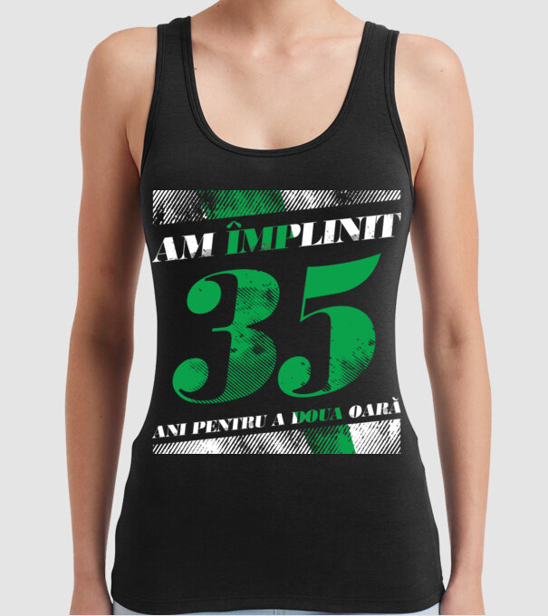 Am împlinit 35 ani pentru a doua oară model negru pe tricou