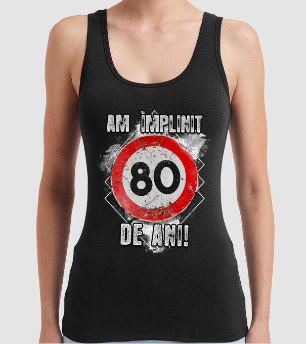 Am împlinit 80 de ani! model negru pe tricou