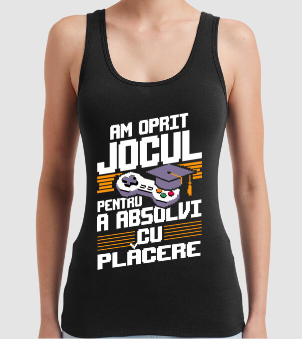 Am oprit jocul absolvent negru model negru pe tricou