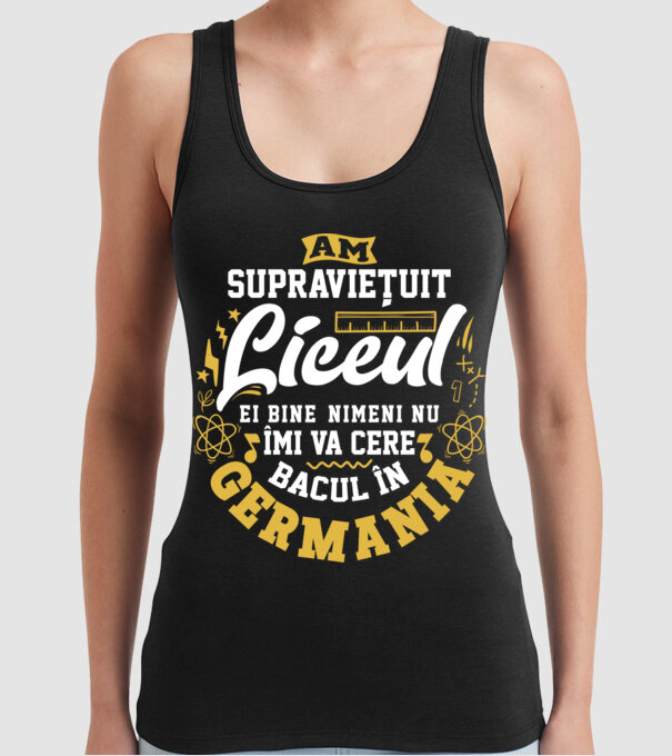 Am supraviețuit liceul model negru pe tricou