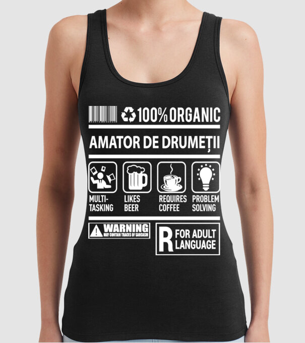 amator de drumeții model negru pe tricou
