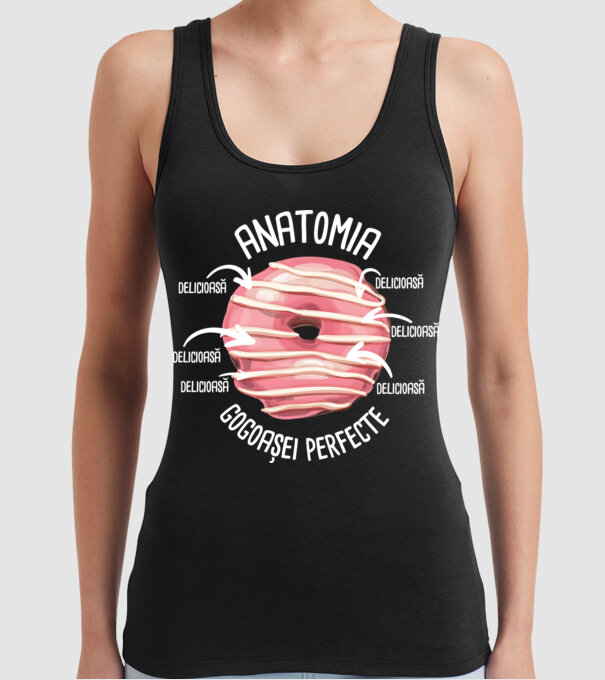 anatomia gogoașei perfecte: delicioasă model negru pe tricou