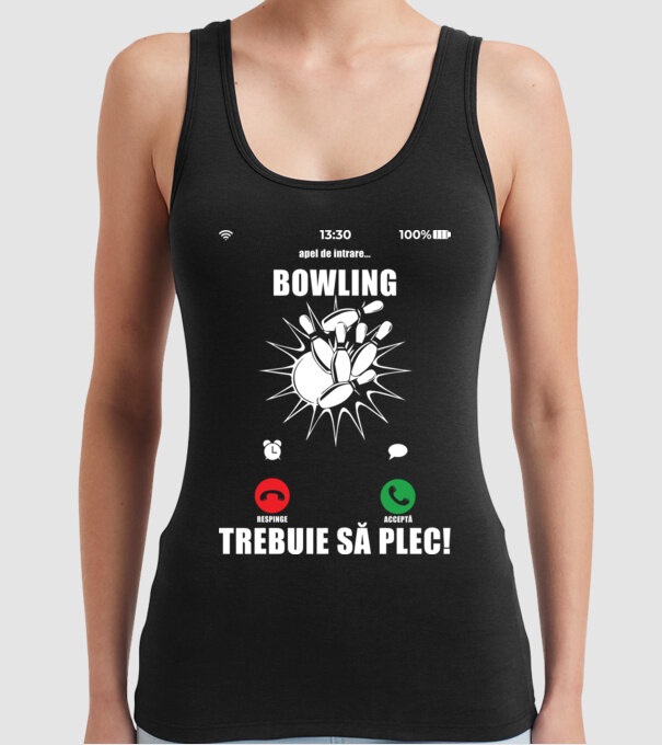 apel de intrare - bowling - respinge - acceptă - TREBUIE SĂ PLEC! model negru pe tricou