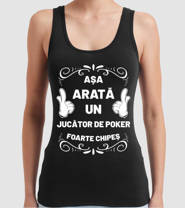 Așa arată un JUCĂTOR DE POKER foarte chipeș model negru pe tricou