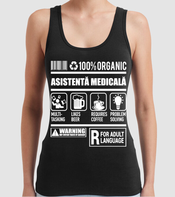 ASISTENTĂ MEDICALĂ model negru pe tricou