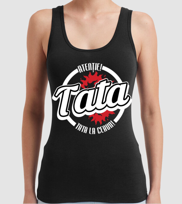 Atenție! Tata la ceaun! model negru pe tricou