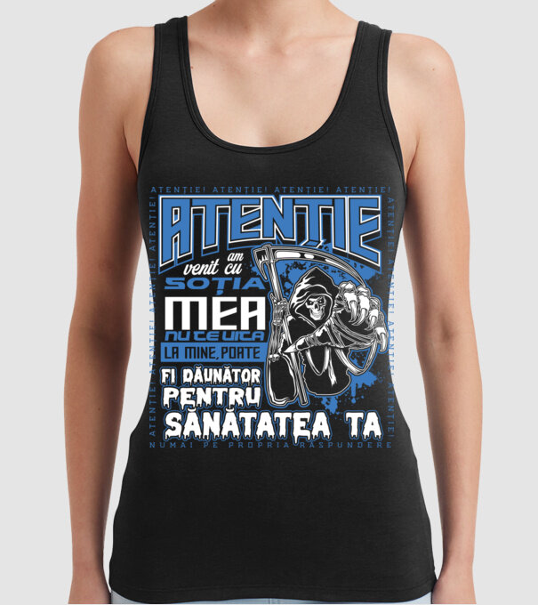 Atenție Am venit cu soția mea model negru pe tricou