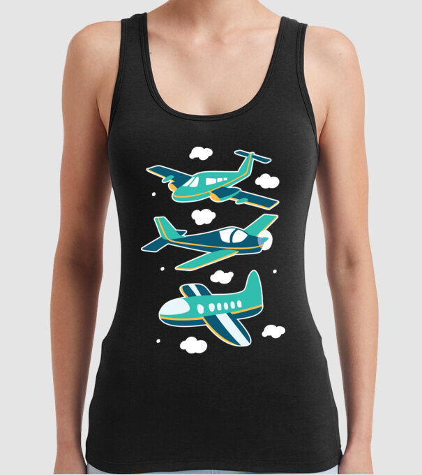 Avioane model negru pe tricou