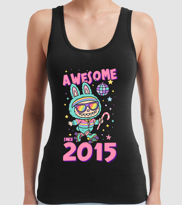 Awesome since 2015 - Labubu model negru pe tricou