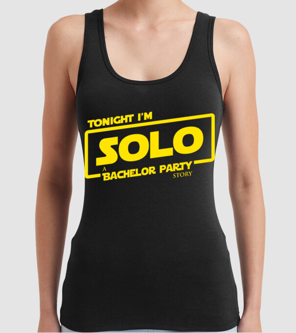 Bachelor Party Solo model negru pe tricou