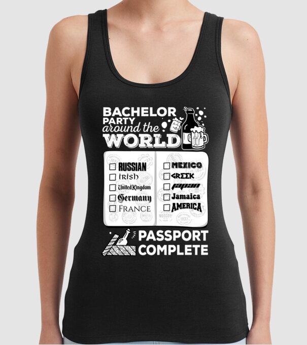 Bachelor Party World tour model negru pe tricou