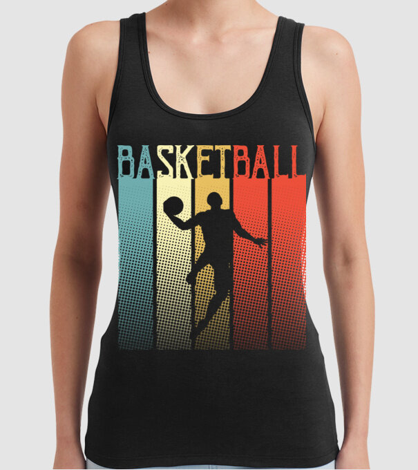basketball vintage model negru pe tricou
