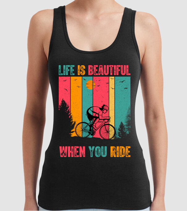 Beautiful ride model negru pe tricou