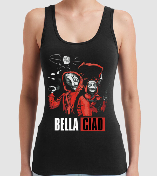 bella ciao money heist model negru pe tricou