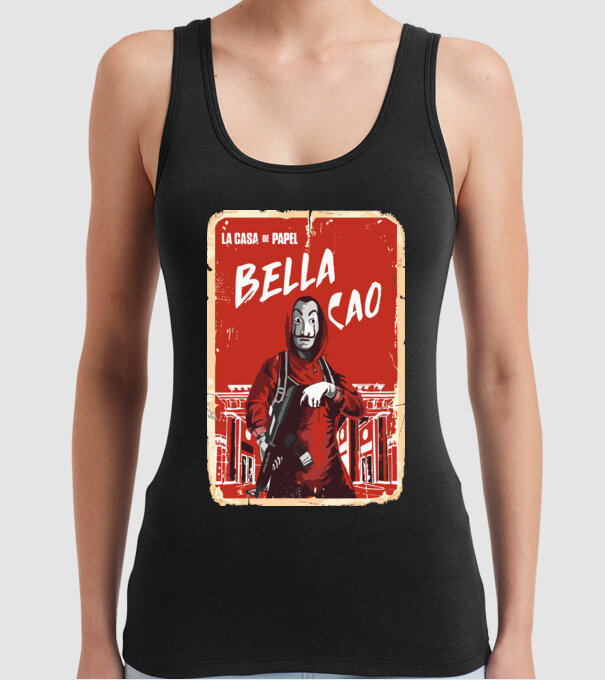 bella ciao poster retro model negru pe tricou