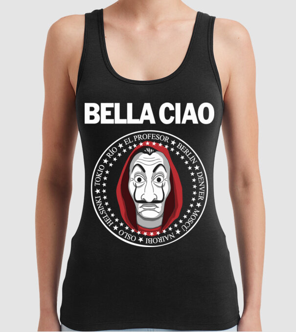 bella ciao stroke white model negru pe tricou