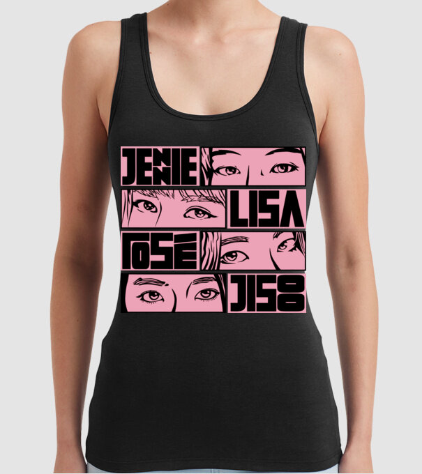 BlackPink manga model negru pe tricou
