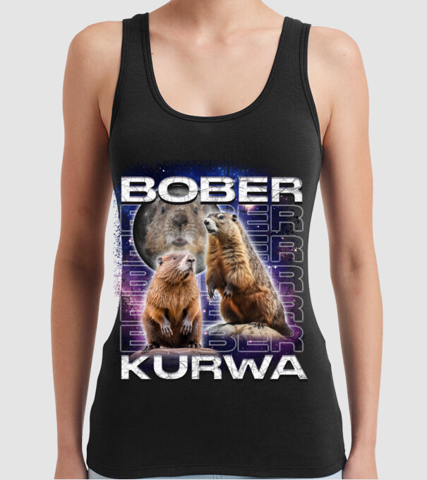 Bóber Kurwa universe model negru pe tricou