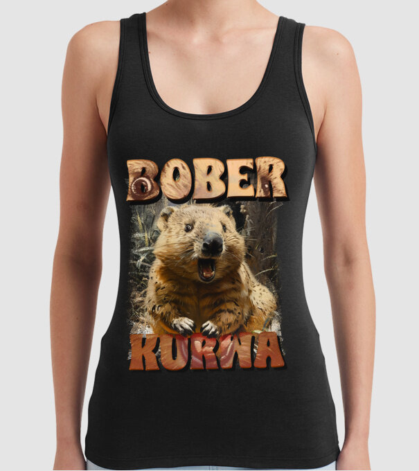 BOBER wombat model negru pe tricou