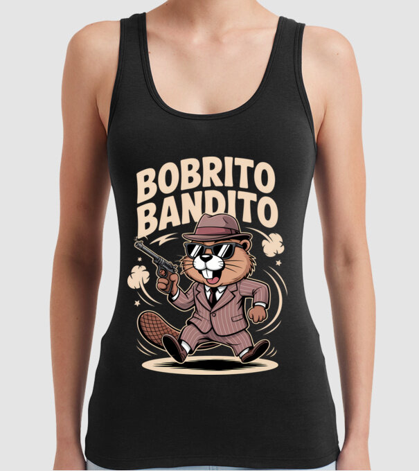 Bobrito Bandito model negru pe tricou