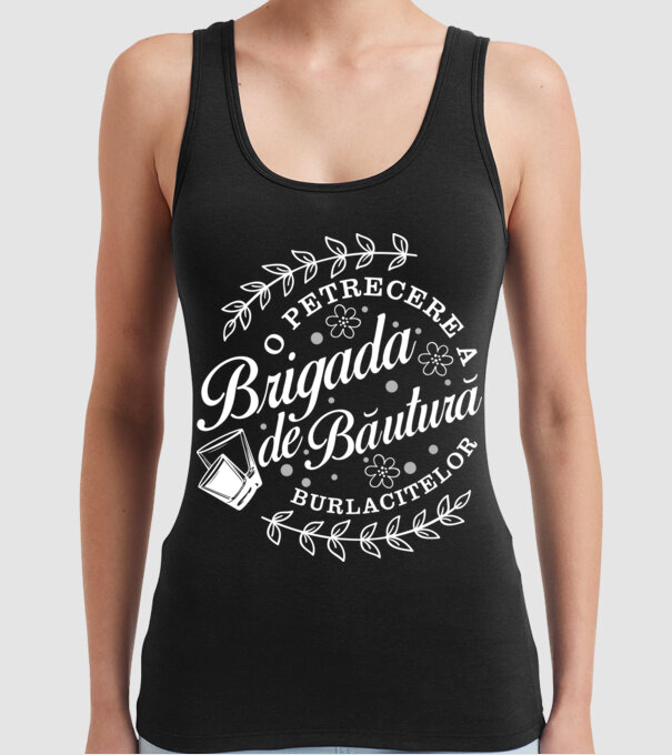Brigada de băutură model negru pe tricou