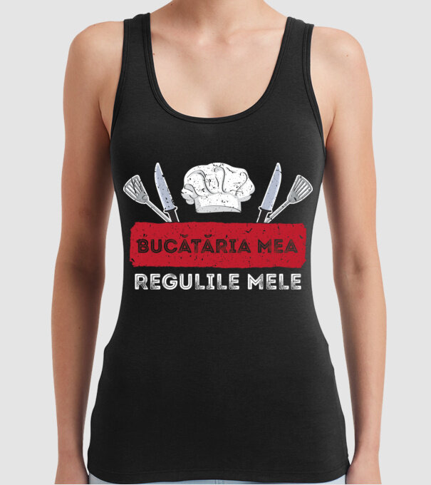 Bucătăria mea, regulile mele model negru pe tricou