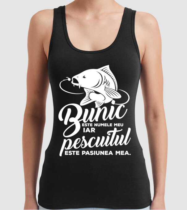 Bunic este numele meu, iar pescuitul este pasiunea mea model negru pe tricou