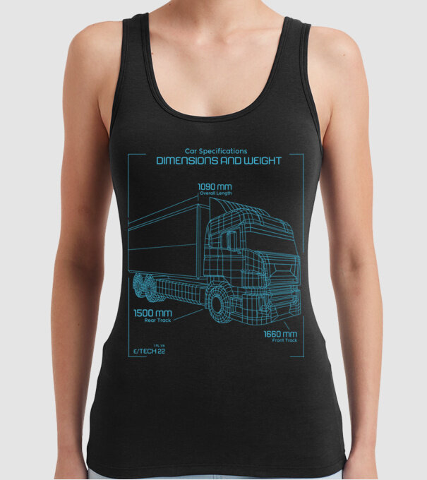 Camioane model negru pe tricou