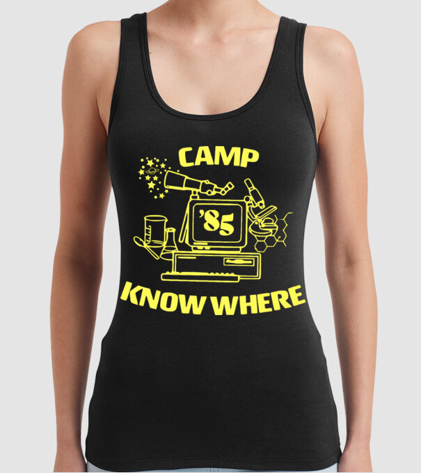 camp nowhere 85 stranger things model negru pe tricou